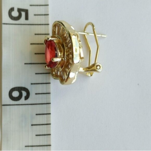 Teardrop Pink Topaz CZ Omega Lever Back Earrings 🆕 - Picture 4 of 7